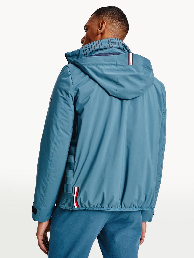 Férfi Tommy Hilfiger Recycled hooded Kabát Türkiz | HU 1198AHK